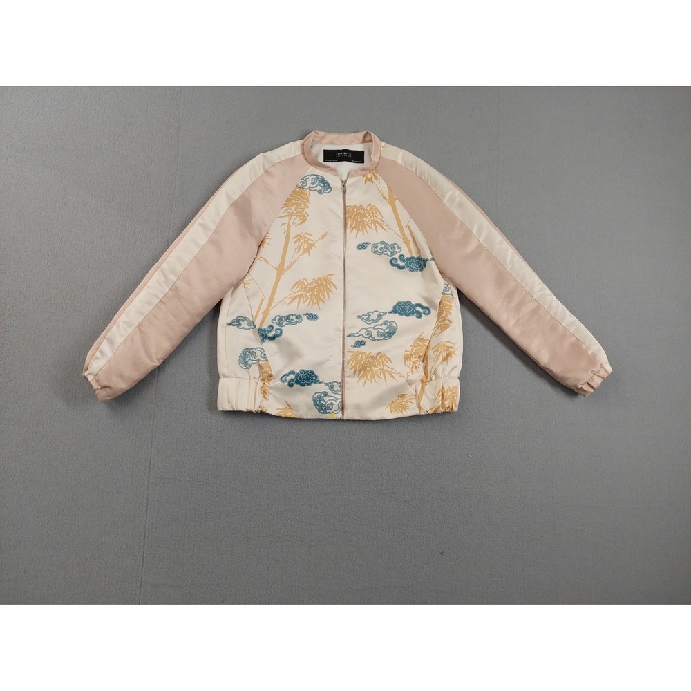 Zara‎ Basic Women Bomber Jacket S Multicolor Tiger Print Sateen Full Zip Comfort
